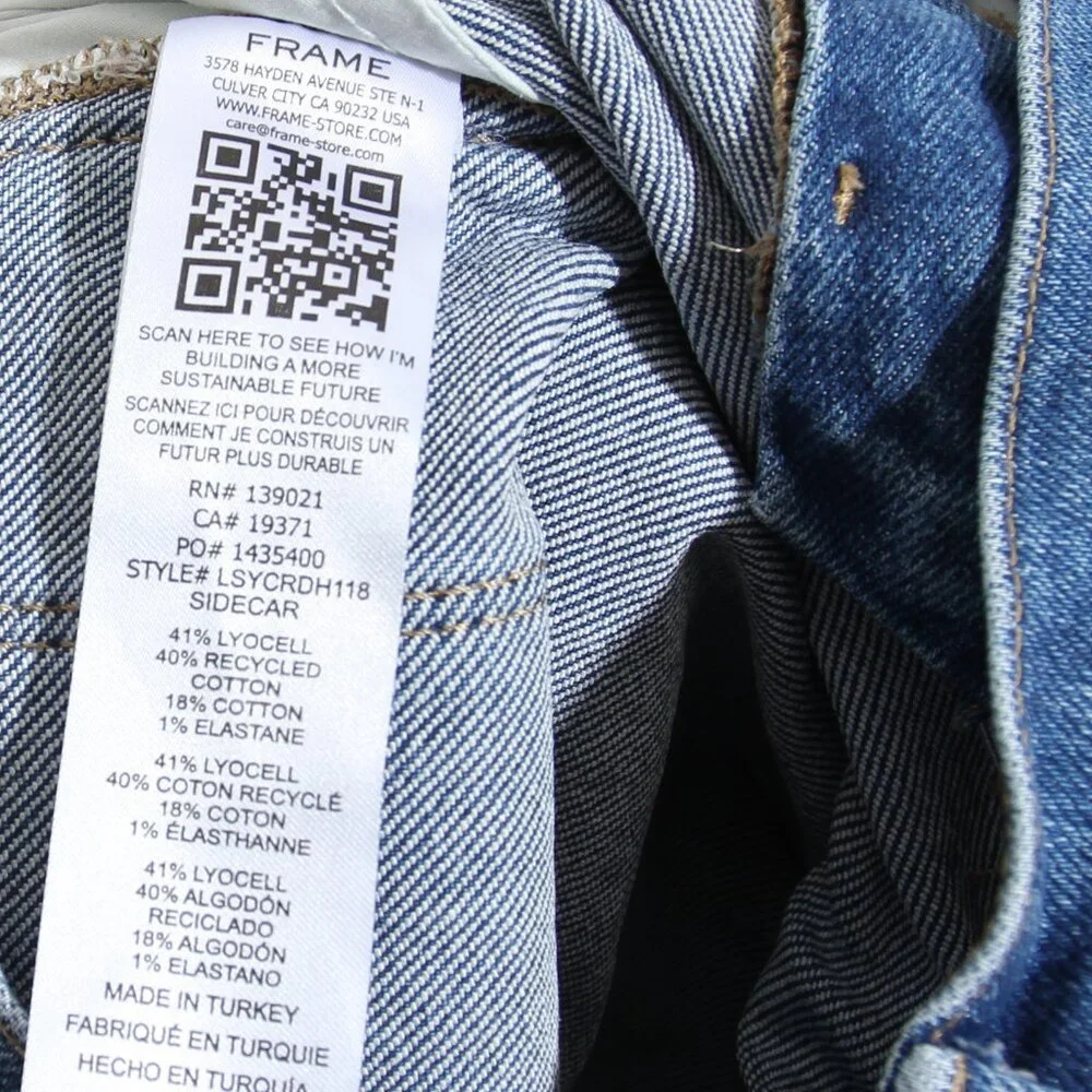 FRAME Denim Le Sylvie High Waist Dolphin Hem Crop Straight Leg Jeans Blue Sz 26 - Picture 15 of 15